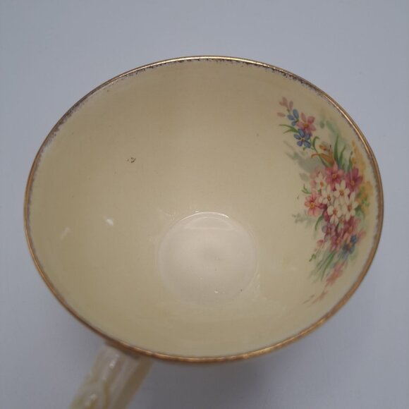 Crown Ducal Florentine Bone China Multicolor Floral Interior Embossed Gilt Band - Picture 9 of 13
